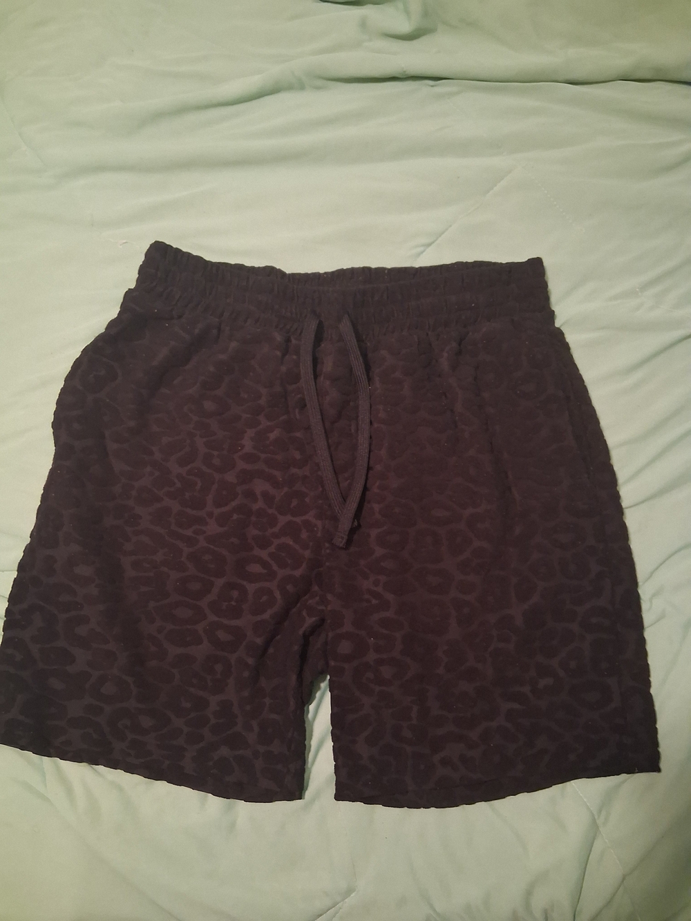 No Boundaries Black Leopard-Print Athletic Shorts